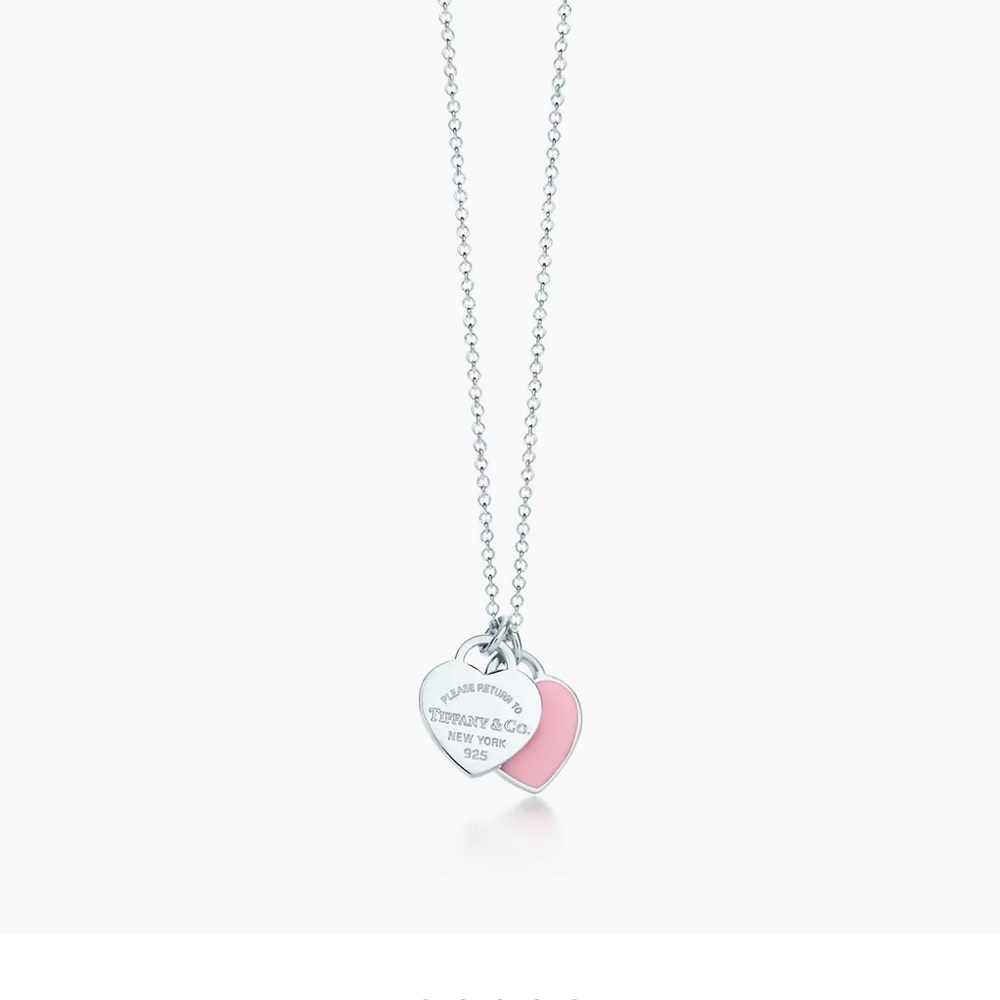 Return to Tiffany Pink Double Heart Tag Pendant
in Silver, Mini